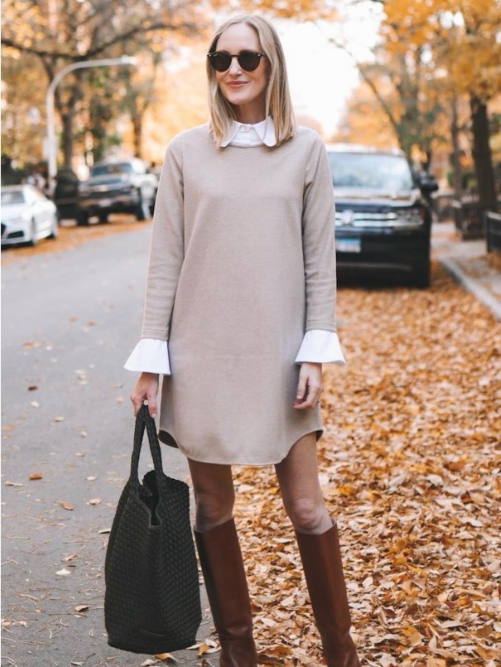 Tuckernuck Dakotah Shift Dress with White Collar & Cuffs Medium